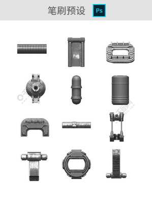 科幻机械配件笔刷图案矢量图免费下载_abr格式_编号35502053-
